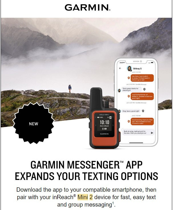 Garmin Messenger App now Works with inReach Mini 2
