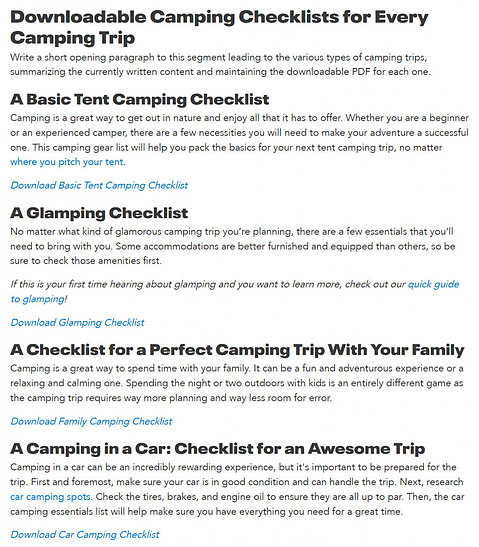 KUHL Camping Checklist Downloads
